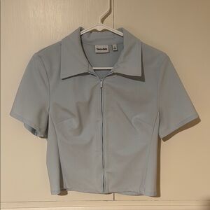 Sun-deh Sky Blue Zip-Up Collared Top
